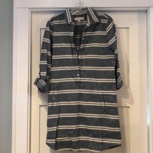 LOFT Striped Chambray Dress